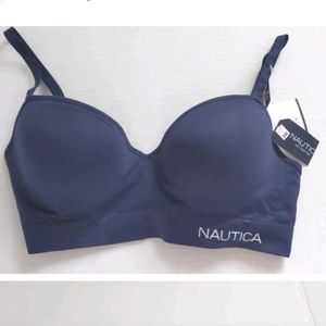 NAUTICA INTIMATES PADDED BRA SIZE 34C HIDDEN WIRE NAVY BLUE NT2581 "LOUNGE" NWT